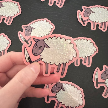 Sparkly Slasher Sheep Sticker